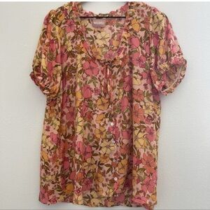 Show Me Your MuMu Floral Pink and Orange Top